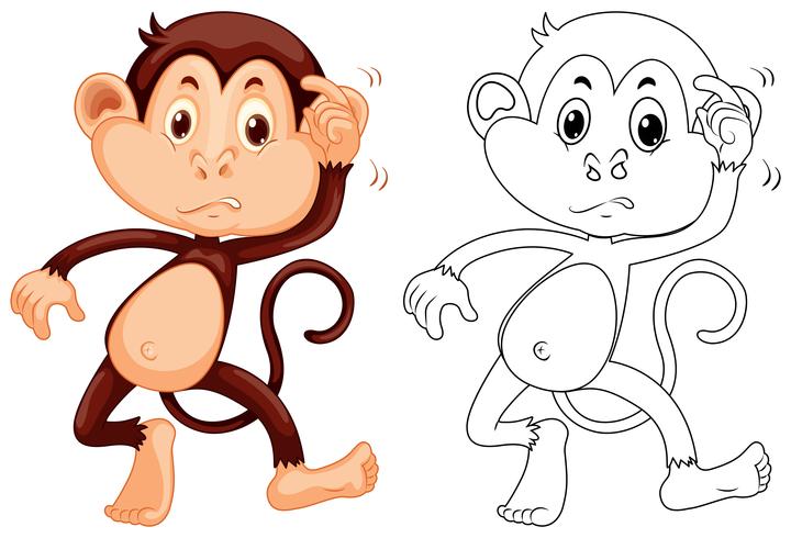 Animal outline for little monkey vector