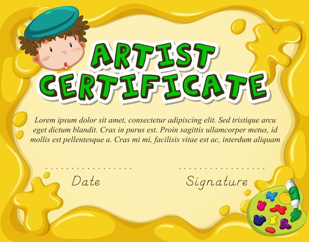 Plantilla de certificado para artista vector