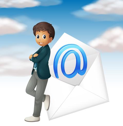 Businessman and email symbol in sky vector