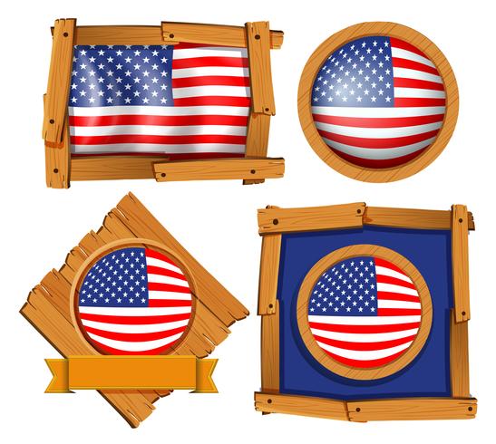 Bandera americana en diferentes marcos vector