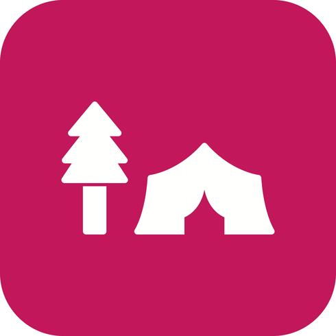 Tent with Trees Vector Icon