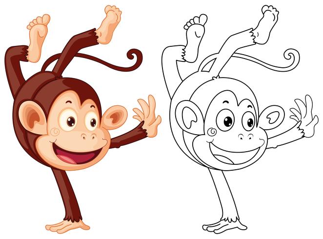 Doodles drafting animal for monkey flipping vector