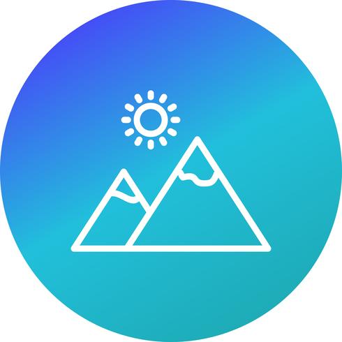 Mountain with sun Vector Icon