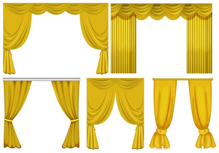 Yellow curtains on white background vector