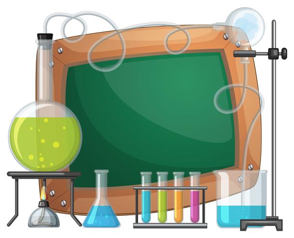 Board template with chemical in beakers vector