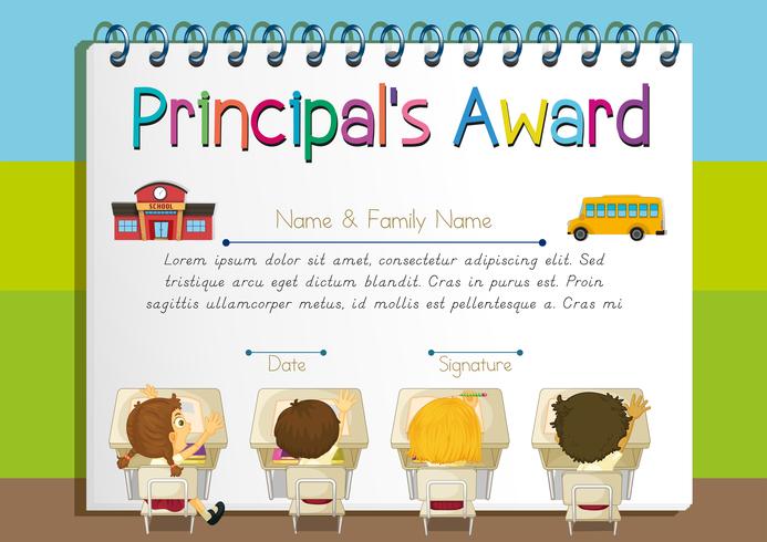 Certificate template for principal's award vector