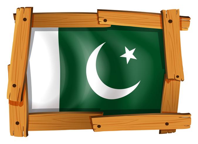 Bandera de Pakistán en marco de madera vector