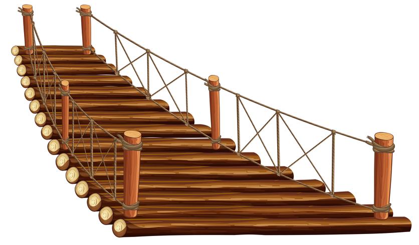 Wooden bridge with rope vector