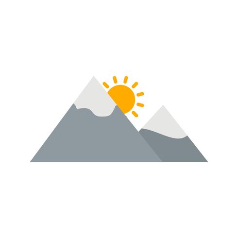 Mountain with sun Vector Icon