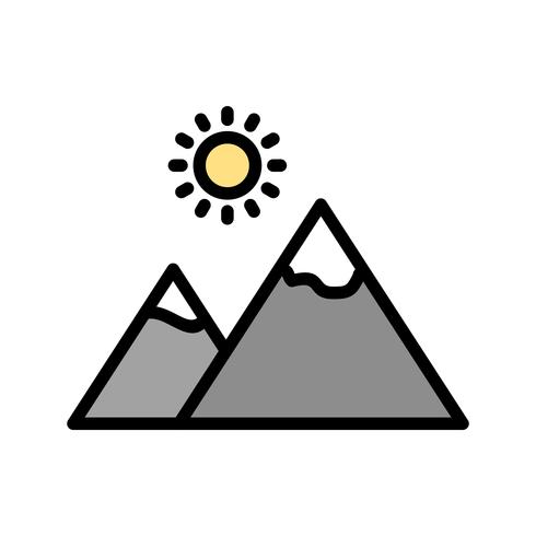 Mountain with sun Vector Icon