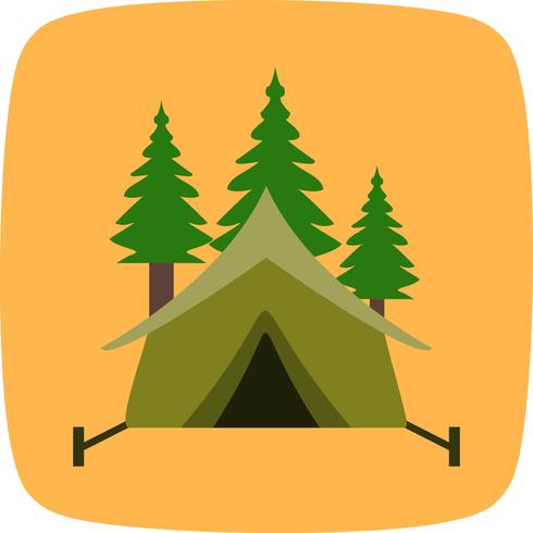 Tent with Trees Vector Icon