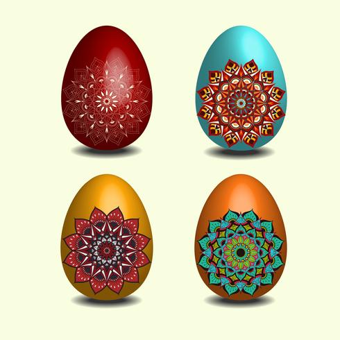 Colección de huevos de pascua mandala. vector