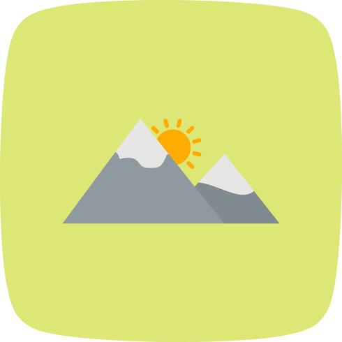 Mountain with sun Vector Icon