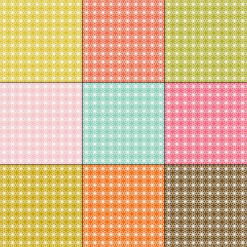 white daisy patterns on retro color backgrounds vector