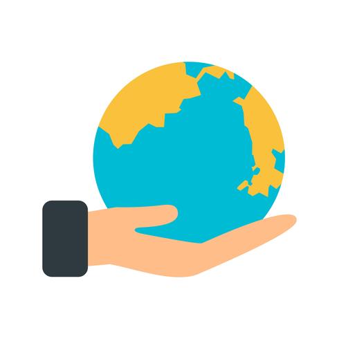 Earth on hand Vector Icon