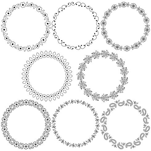 black paisley circle  frames vector