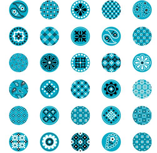 turquoise blue bandana pattern circles vector
