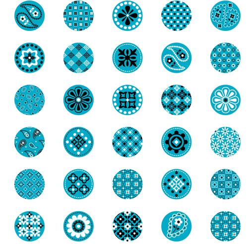 turquoise blue bandana pattern circles vector