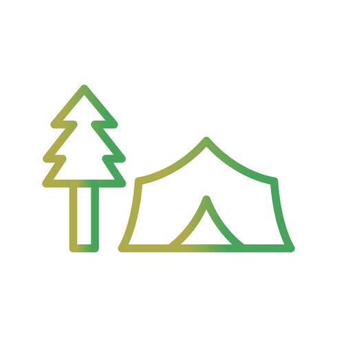 Tent with Trees Vector Icon