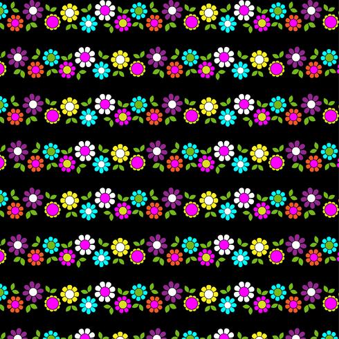 mod flower stripe on black background vector