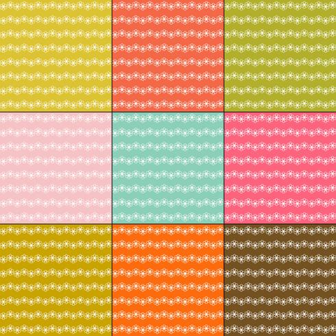 white flower stripe patterns on retro color backgrounds vector