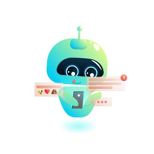 Cute bot tap phone send message vector