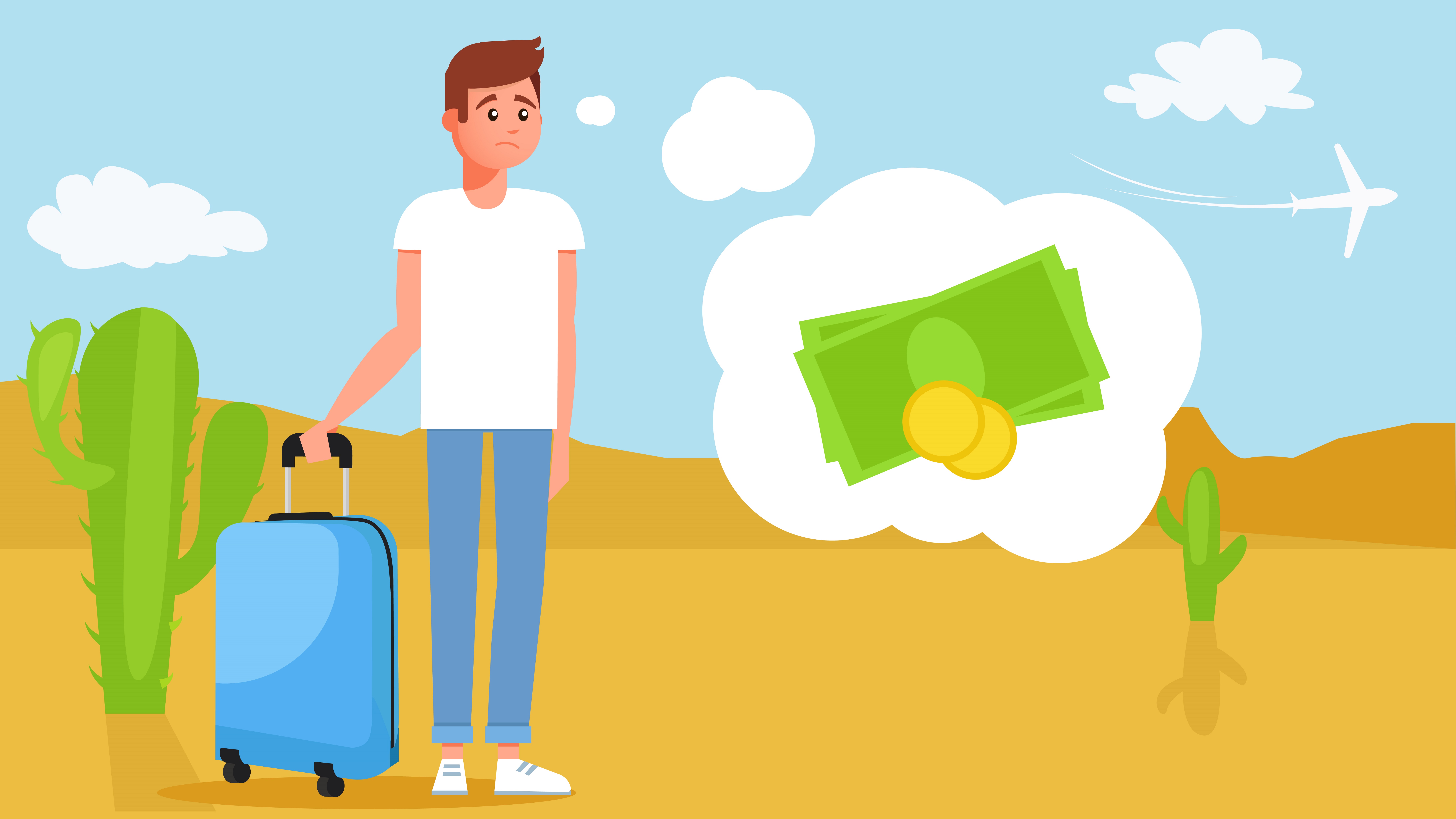 The guy on the travel without money 356915 Vector Art at Vecteezy