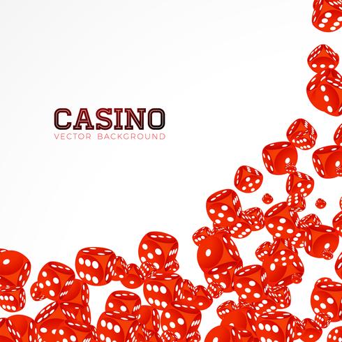 Casino illustration with floating dices on white background. Vector gambling isolated design element.