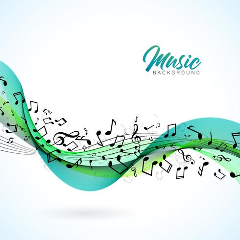 Vector Music illustration with falling notes and abstract color design on white background for invitation banner, party poster, greeting card.