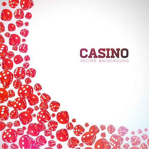 Casino illustration with floating dices on white background. Vector gambling isolated design element.