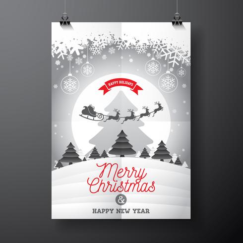 Vector Merry Christmas Holiday and Happy New Year illustration