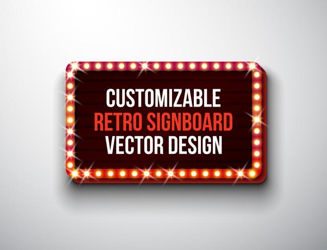 Vector retro letrero o lightbox ilustración con diseño personalizable