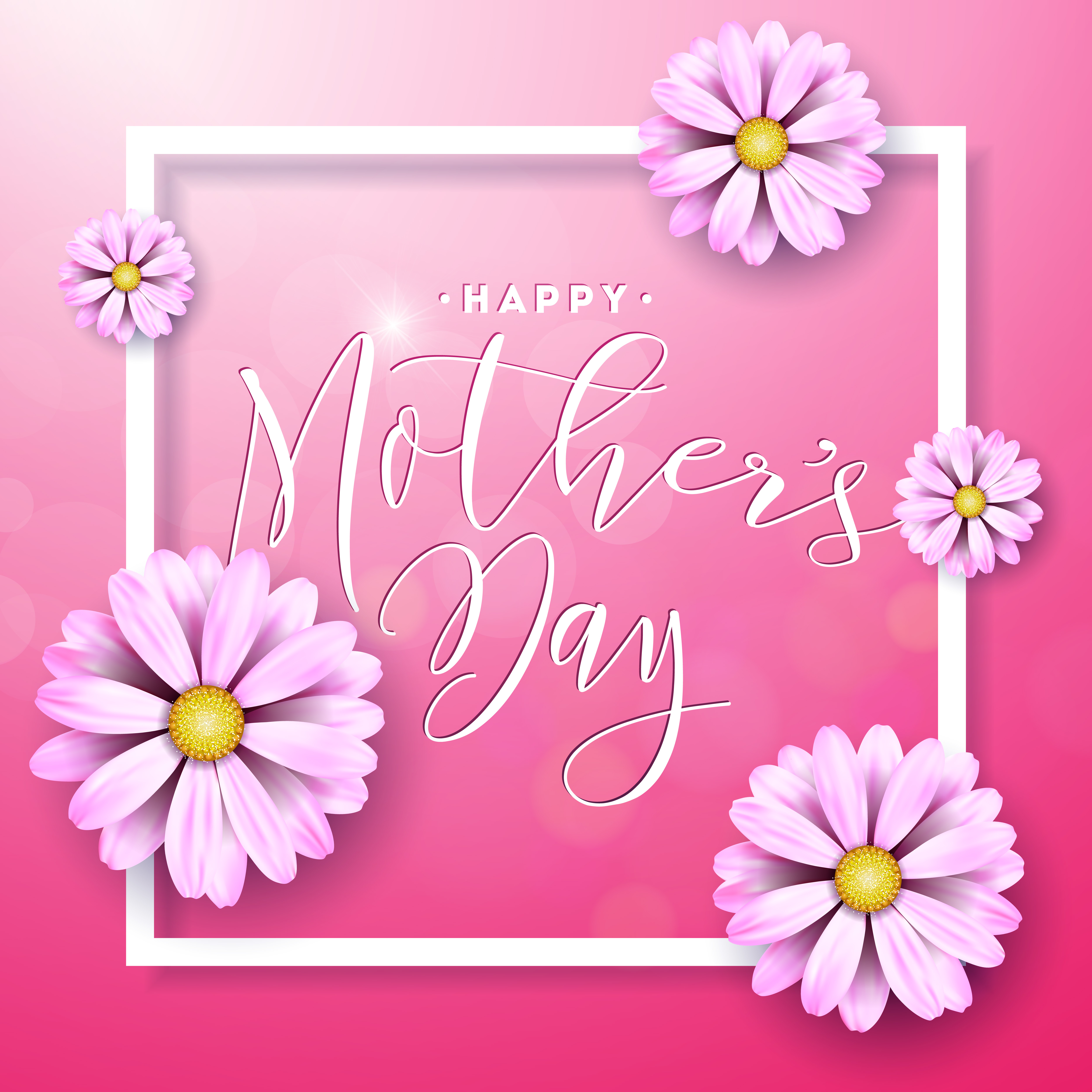 happy-mothers-day-greeting-card-with-flower-on-pink-background-vector