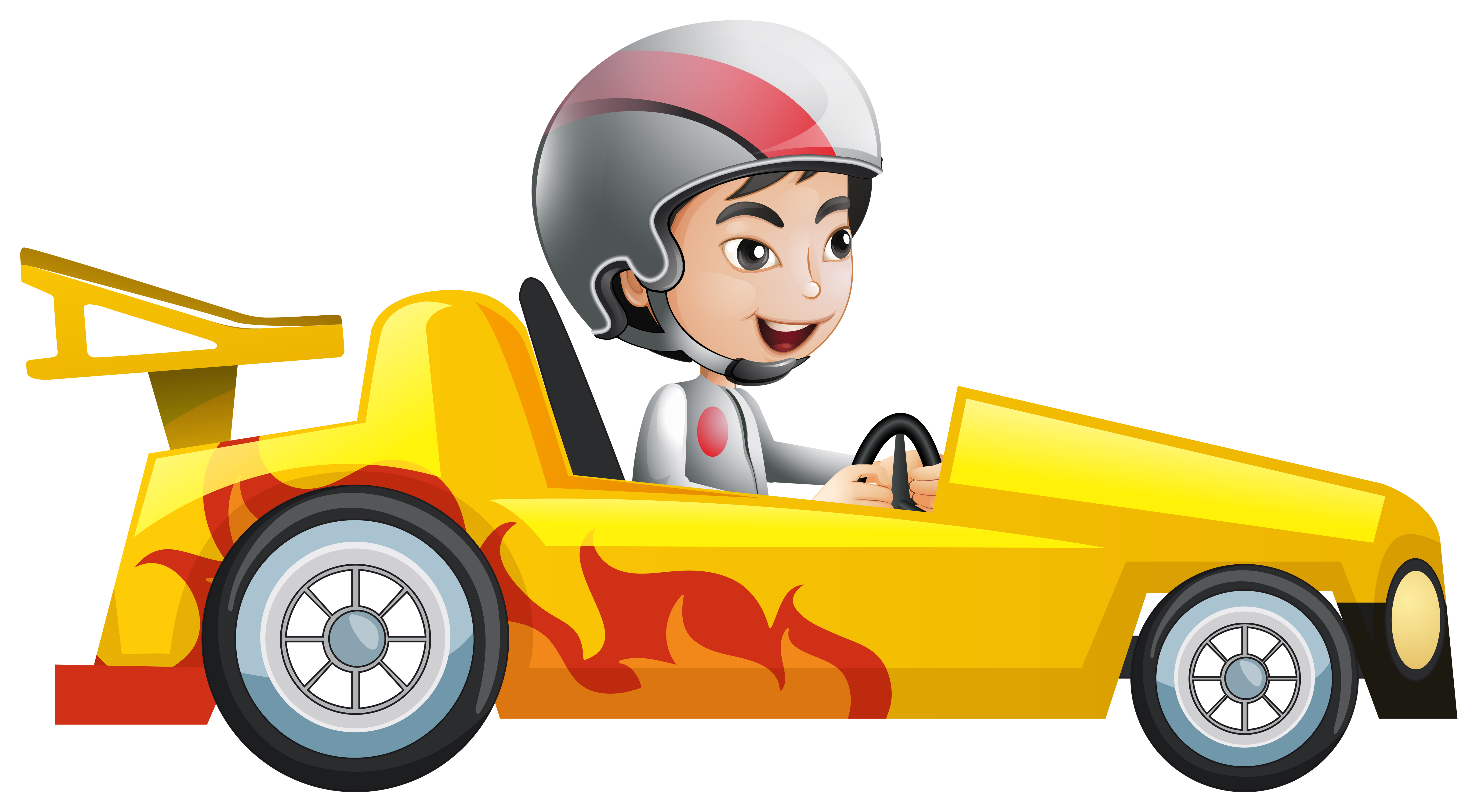 Boy in yellow racing  car  357497 Vector Art  at Vecteezy