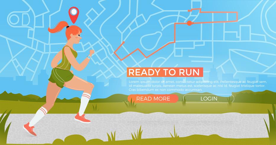 Athletic woman on run with fitness tracker vector