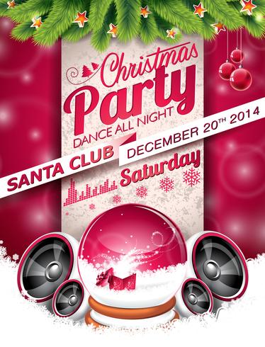 Vector Christmas Party design with holiday typographiy elements 