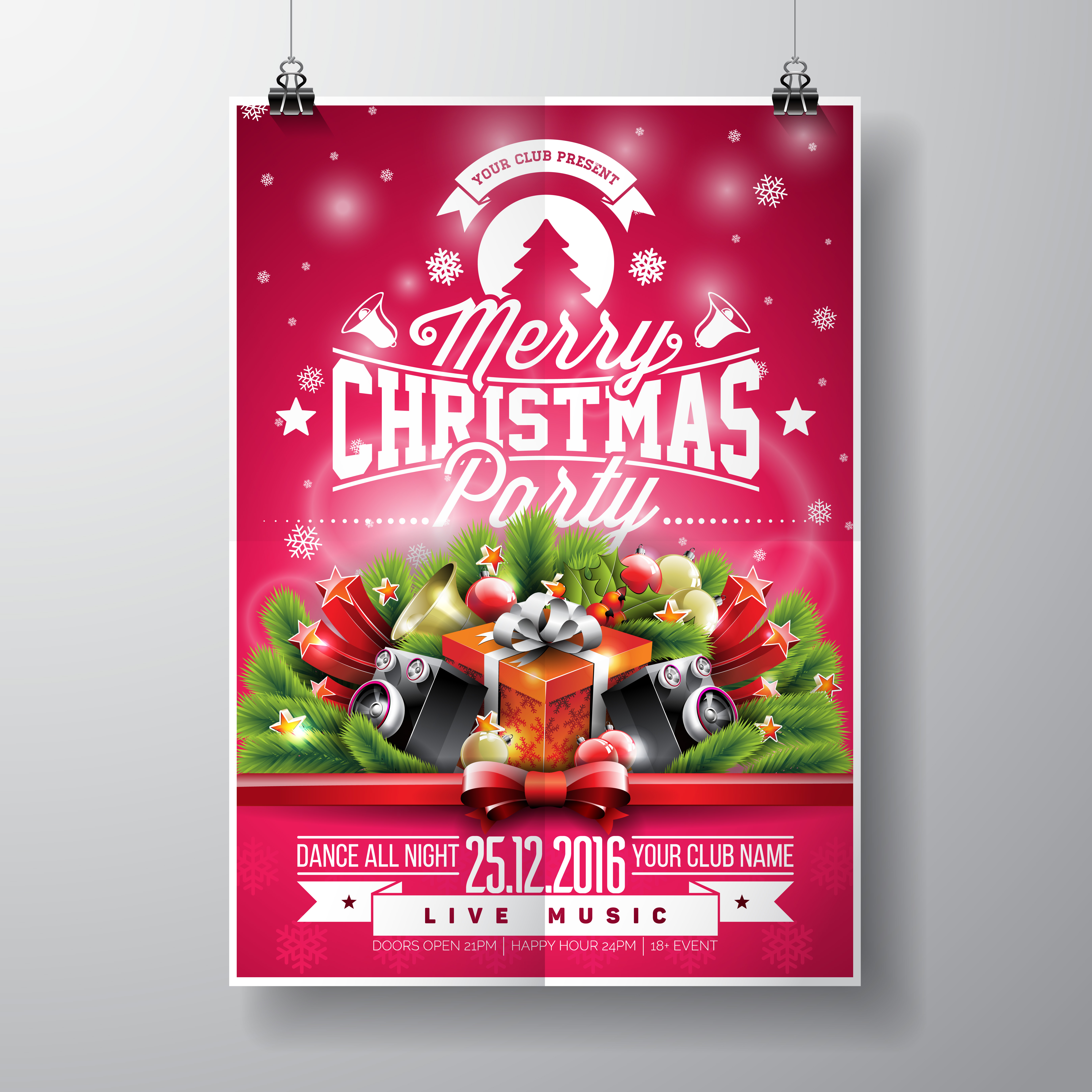 Christmas party 1024x600 Vector Merry Christmas Party design with holiday typography elements