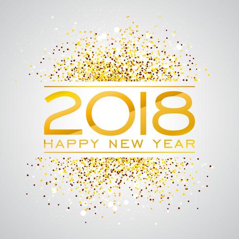 2018 Happy New Year Background Illustration with Gold Glitter Typograph Number. Vector Holiday Design for Premium Greeting Card, Party Invitation or Promo Banner.
