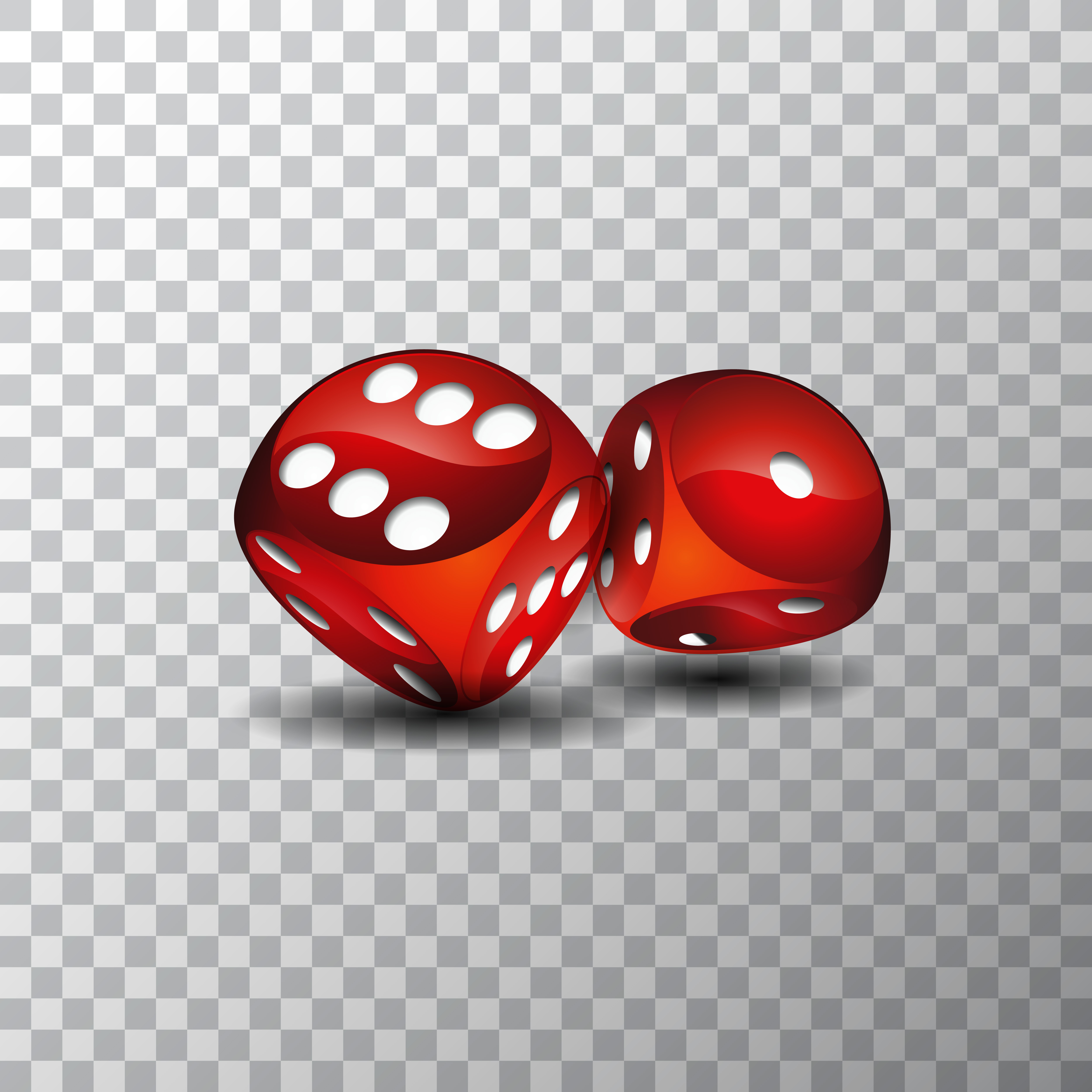 Vector illustration on a casino theme with red dices on transpareent background ...5000 x 5000