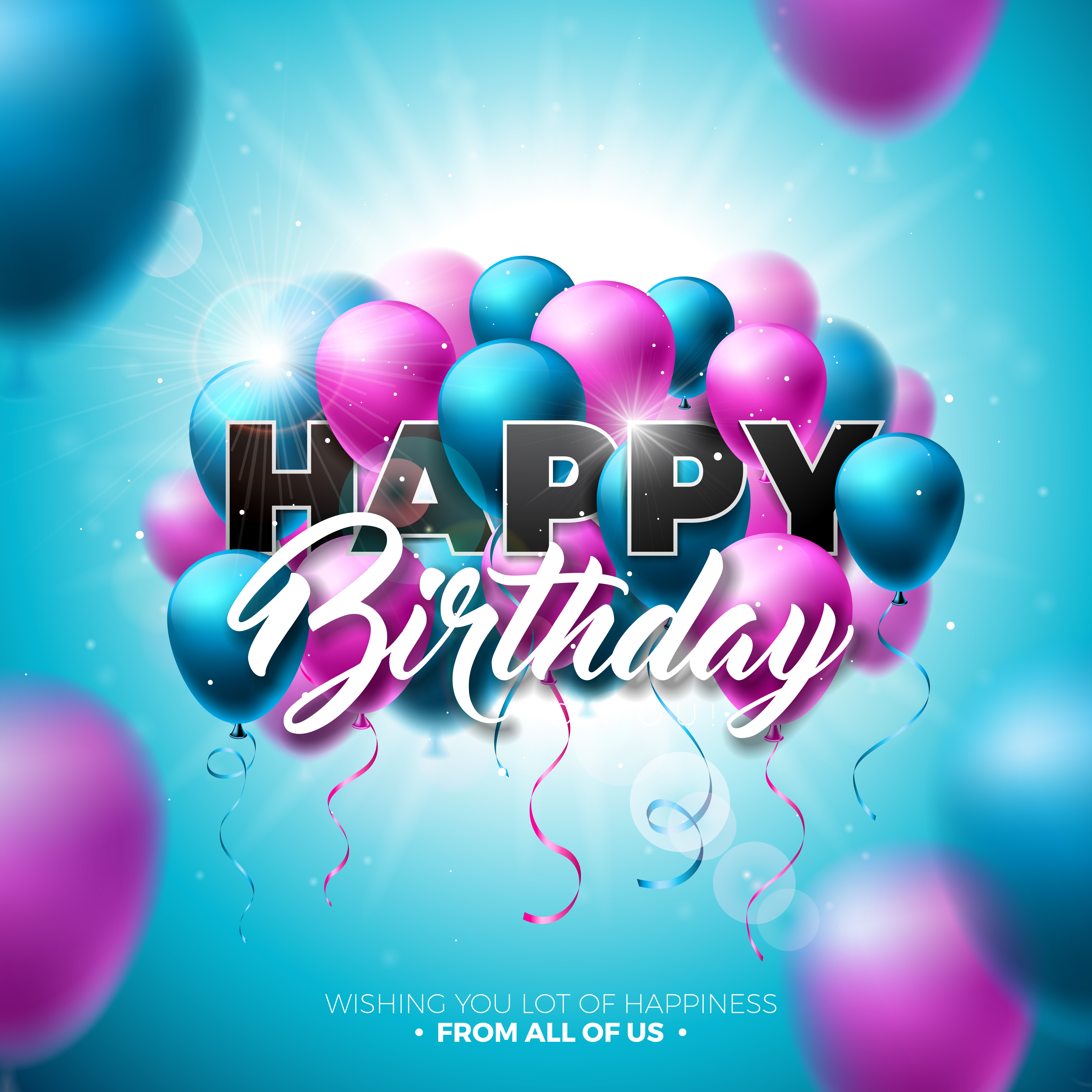 Happy Birthday  Vector Design  with Balloon Typography and 