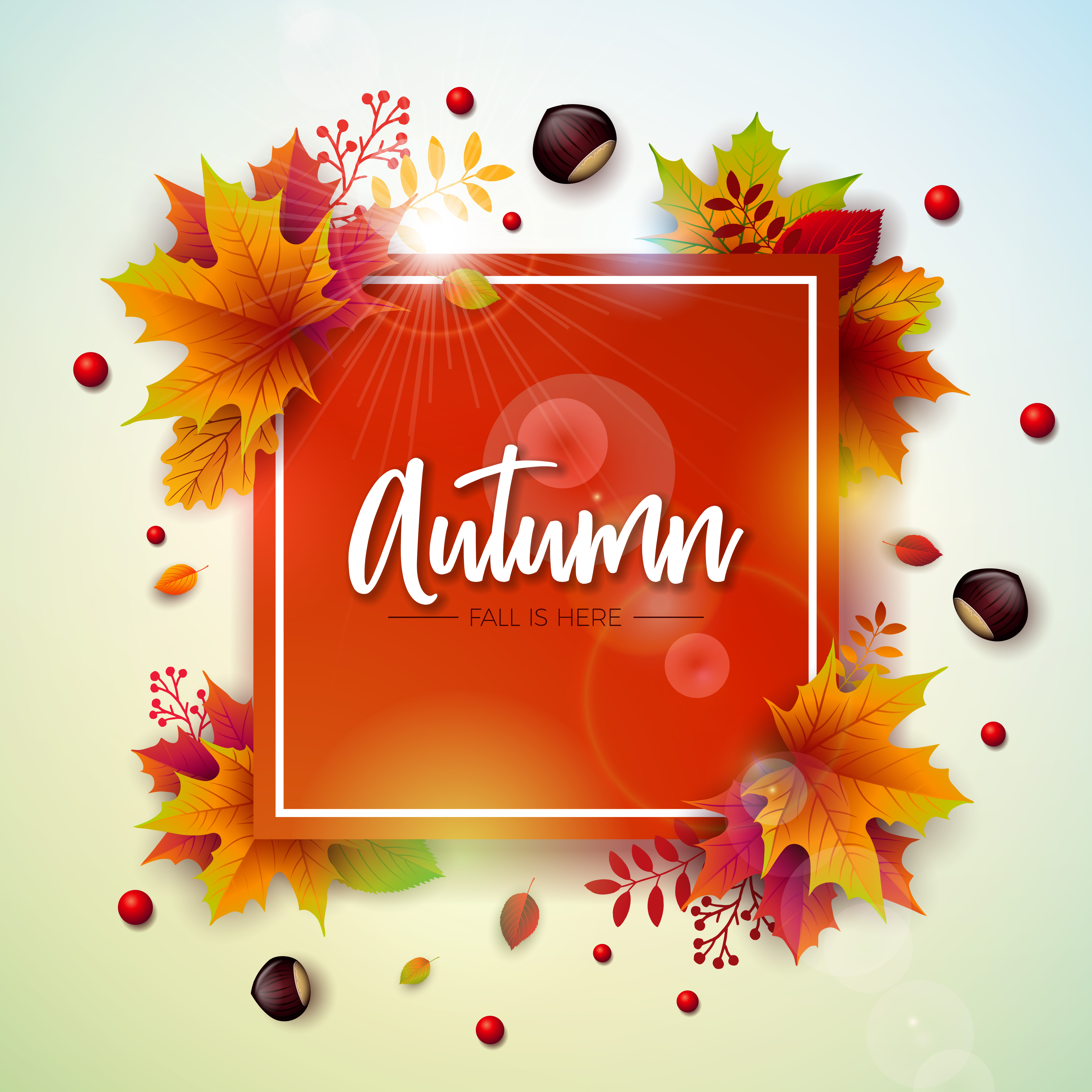 Autumn Illustration with Colorful Falling Leaves ...