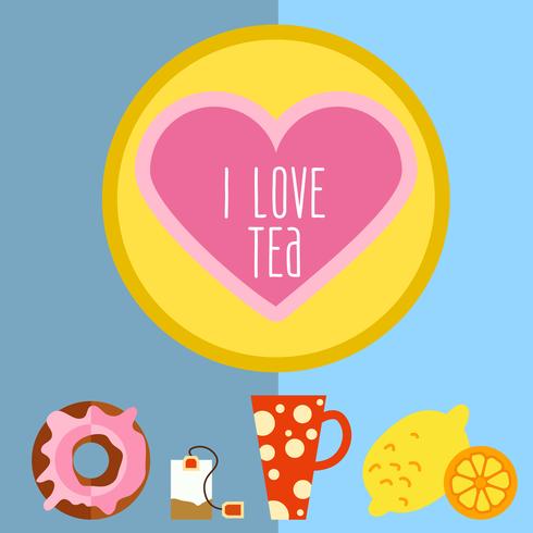 conjunto de iconos con té en estilo plano vector