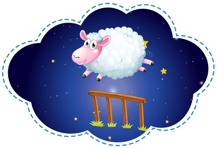 Sheep jumping over the fence at night vector