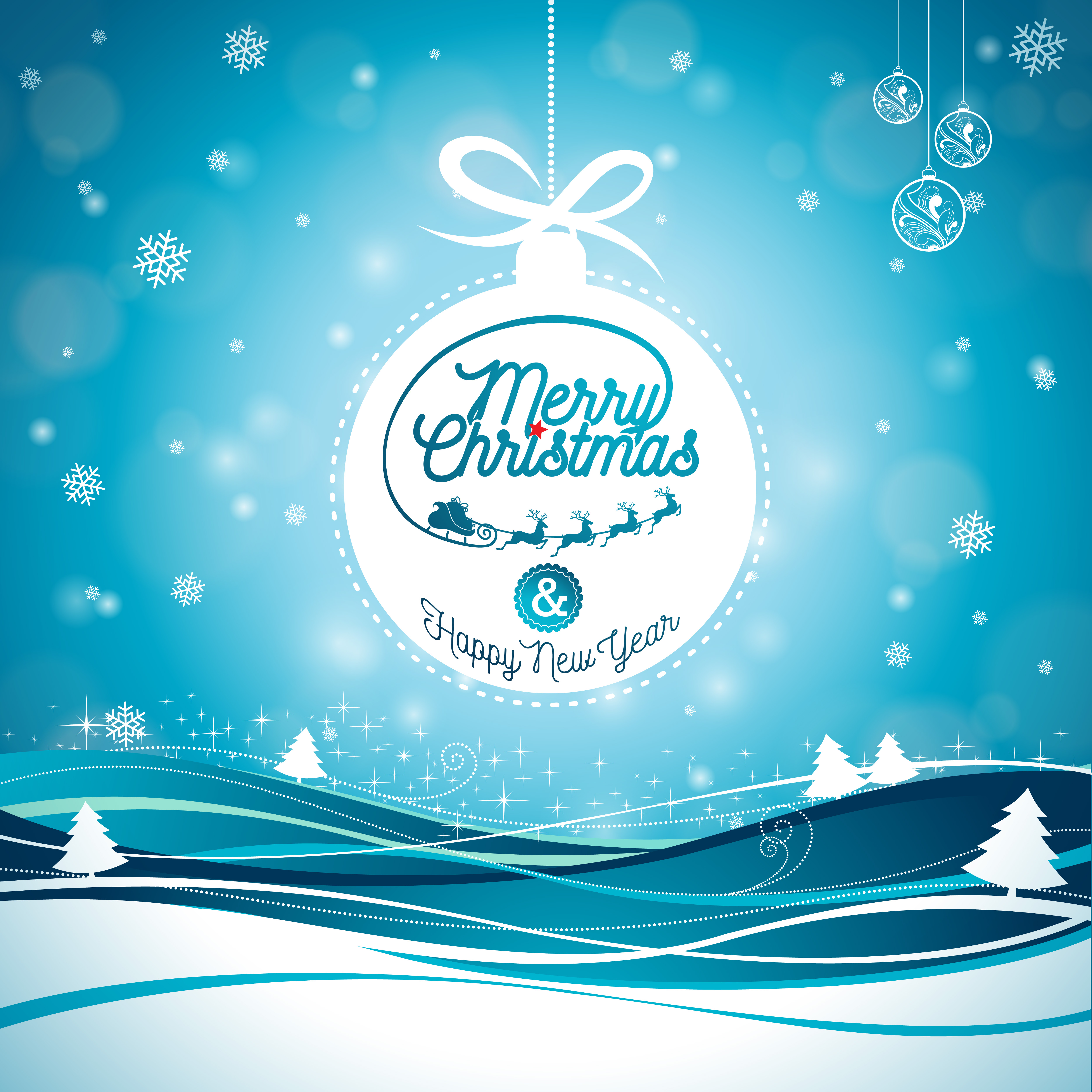 Merry Christmas illustration with typography and ornament decoration on