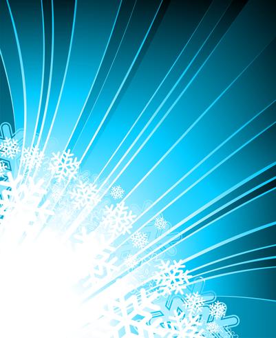 Vector Christmas illustration with snowflakes on blue background.