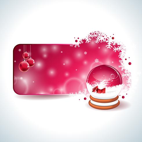 Vector Design De Noël Avec Boule De Verre Rouge Et Globe De