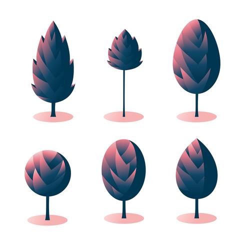 Spiky Trees Clipart Set  vector