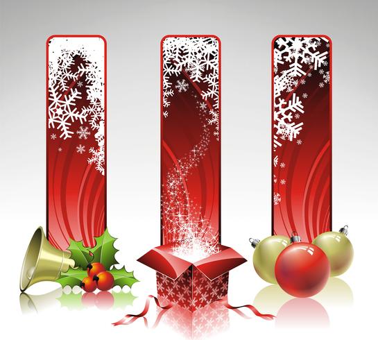 Vector Christmas illustration with three vertical banner.