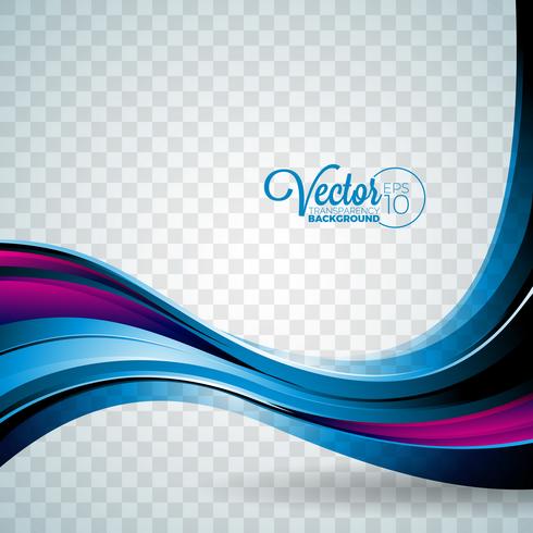 Abstract vector wave design on transparent background.