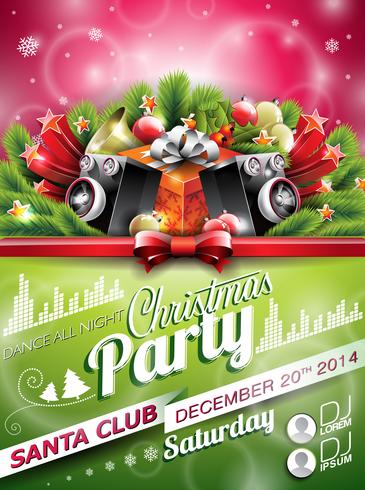 Vector Christmas Party design with holiday typographiy elements on shiny background.